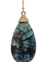 Gold Blue Agate Teardrop Earrings