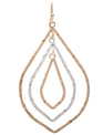 Two Tone Metal Teadrop Earrings