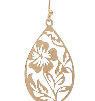 Floral Cutout Small Teardrop Earrings (2-Colors)