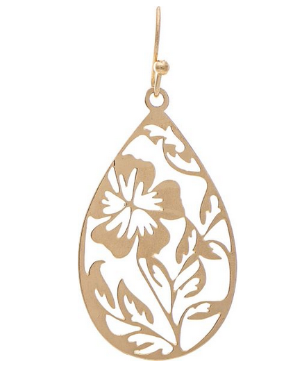 Floral Cutout Small Teardrop Earrings