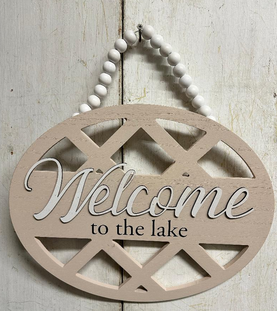 Hanging Beaded Lake Sign