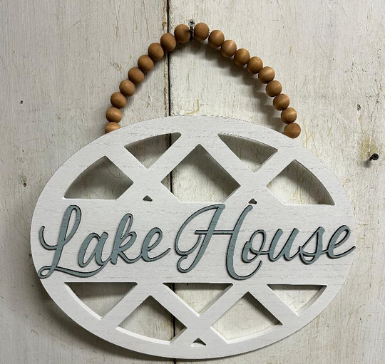 Hanging Beaded Lake Sign