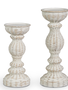 Set of 2 Wickerweave White Candle Holder