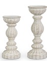 Set of 2 Wickerweave White Candle Holder