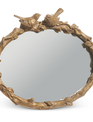 9" Gold Bird on Branch Oval Mirror