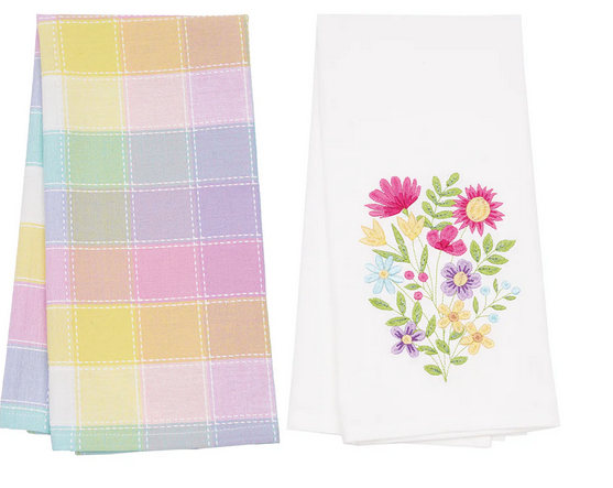 Set of 2 Floral Bouquet Towels