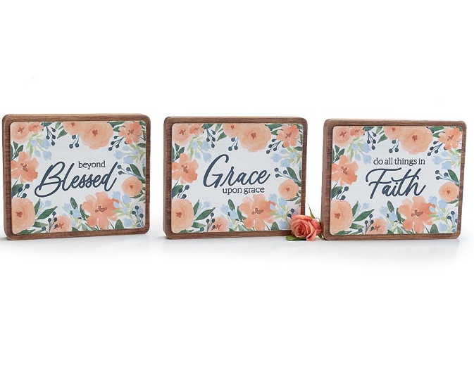 Inspirational Block Floral Sign