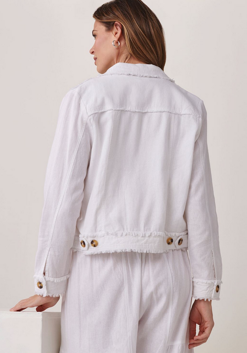 Charlie Paige Fringe Linen Woven Button Jacket By: Charlie Paige