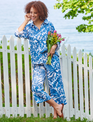 Charlie Paige Blue & White Linen Woven Printed Pant By: Charlie Paige