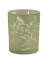 Glass Green Bird on Branch Candle Holder