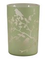 Glass Green Bird on Branch Candle Holder
