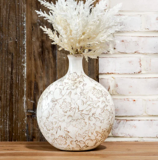 10" Beige Small Neck Heirloom Vase