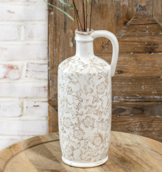 13.4" Beige Heirloom Handle Vase