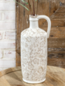13.4" Beige Heirloom Handle Vase