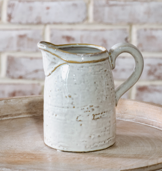 6.3" Fancy White Ceramic Pitcher