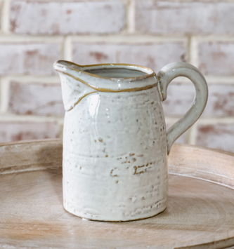 6.3" Fancy White Ceramic Pitcher