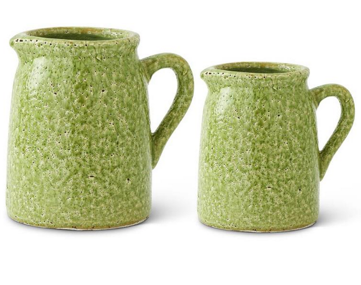 Green Crackle Glazed Pitcher