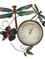 Metal Dragonfly Thermometer Wall Art