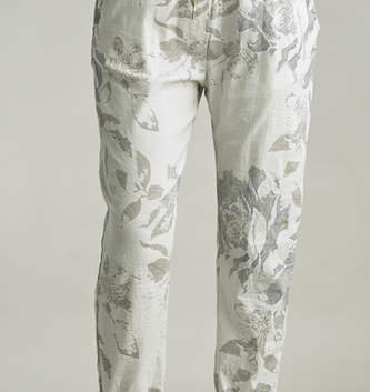 Tempo Paris Pull on Floral Tie Pants By Tempo Paris (2-Colors)
