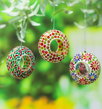 Small Mosaic Glass Bird Feeder (3-Styles)