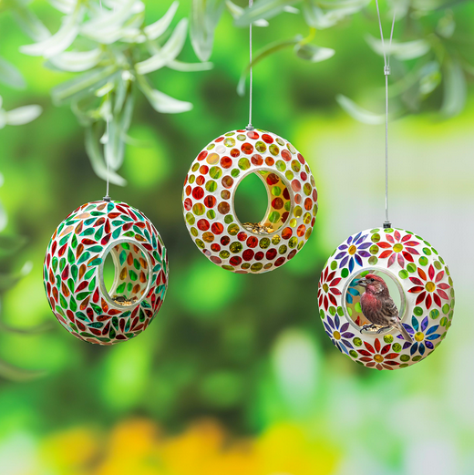 Small Mosaic Glass Bird Feeder