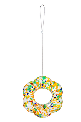 Art Glass Hanging Ridged  Birdfeeder