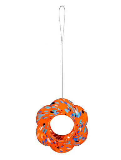 Art Glass Hanging Ridged  Birdfeeder