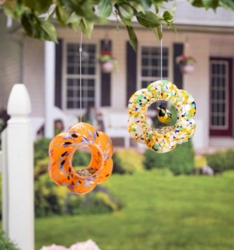 Art Glass Hanging Ridged Birdfeeder (2-Colors)