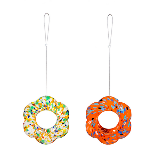 Art Glass Hanging Ridged  Birdfeeder