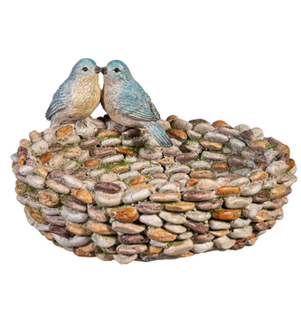 Resin Blue Bird Pebble Bird Bath