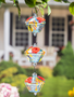 Set of 3 Art Glass Hanging Hummingbird Feeders