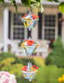 Set of 3 Art Glass Hanging Hummingbird Feeders