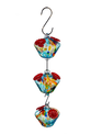 Set of 3 Art Glass Hanging Hummingbird Feeders