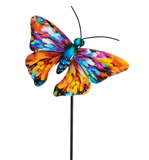 Whimsical Metal Butterfly Stake