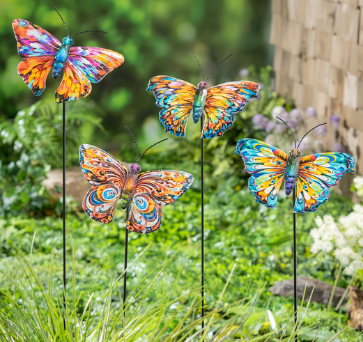 Whimsical Metal Butterfly Stake