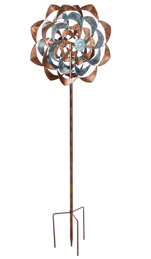 Blue & Copper Whimsical Wind Spinner