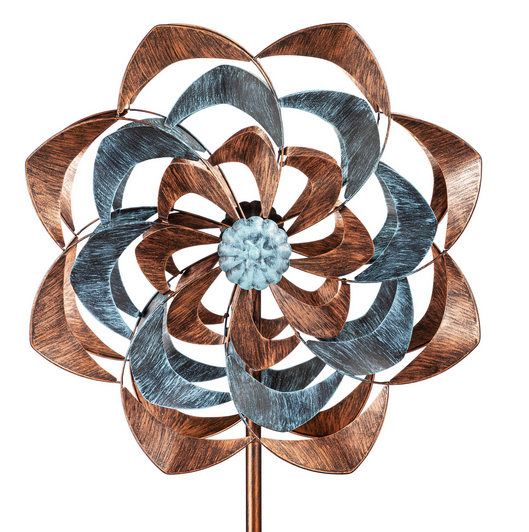 Blue & Copper Whimsical Wind Spinner