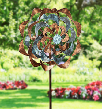 Blue & Copper Whimsical Wind Spinner