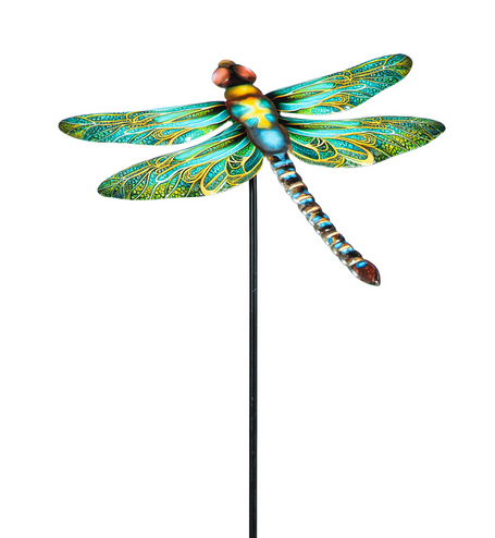 Whimsical Metal Dragonfly Stake