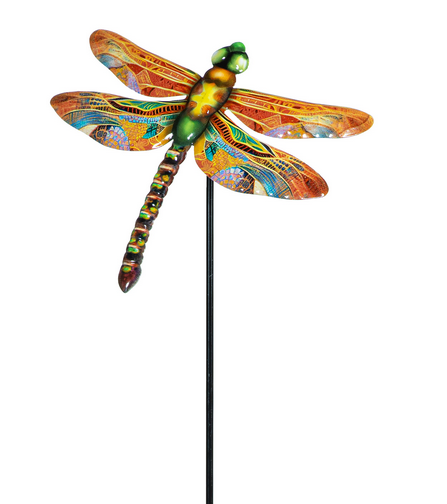 Whimsical Metal Dragonfly Stake