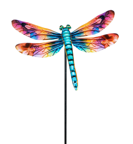 Whimsical Metal Dragonfly Stake