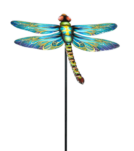 Whimsical Metal Dragonfly Stake