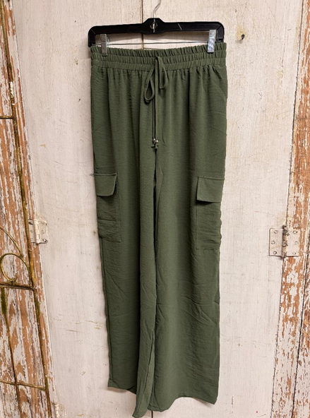 Green Pull On Pocket Pant