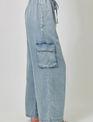 Denim Wide Leg Cargo Pant By: Mystree