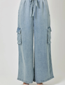 Denim Wide Leg Cargo Pant By: Mystree