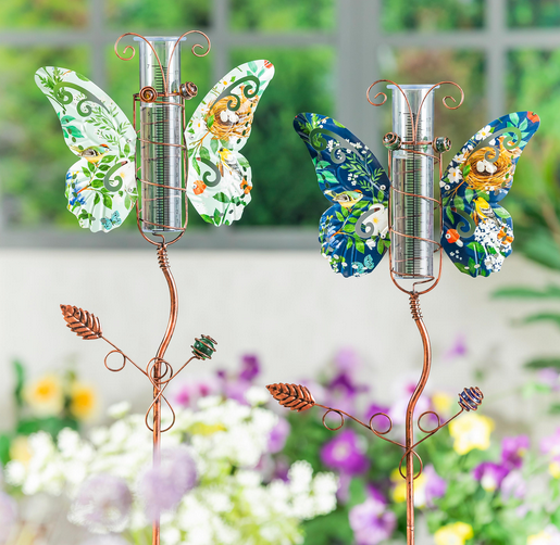 Floral Butterfly Rain Gauge