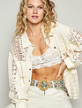 POL Clothing Inc Raw Edge Lace Double Pocket Shirt By: POL