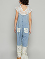POL Clothing Inc Denim Floral Lace Overall By: POL