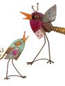 Set of 2 Rustic Whimsical Metal Birds