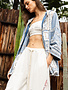POL Clothing Inc Denim Lace Zippered Jacket w/ Hood By: POL